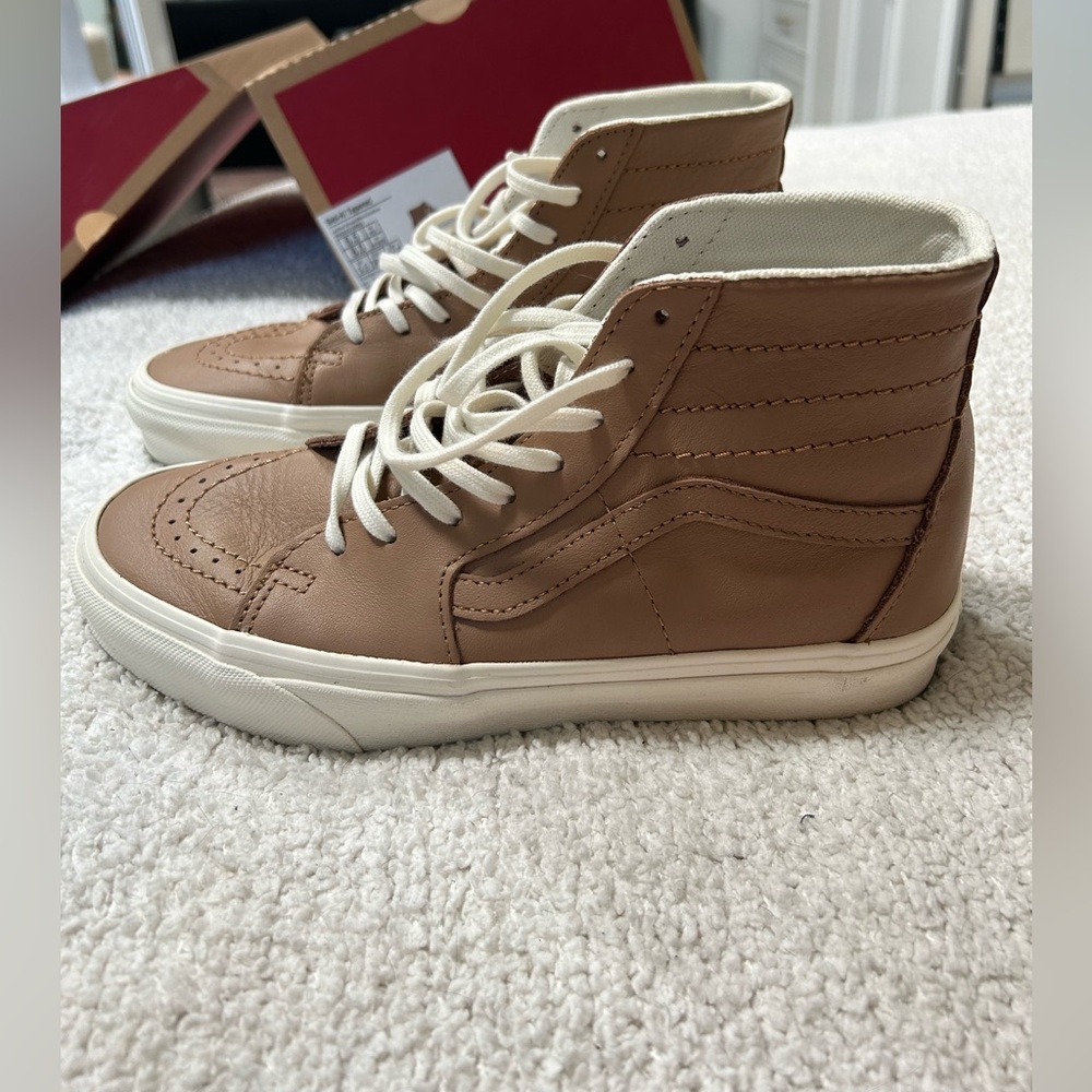 Vans Cream and Tan High-Top Sneakers